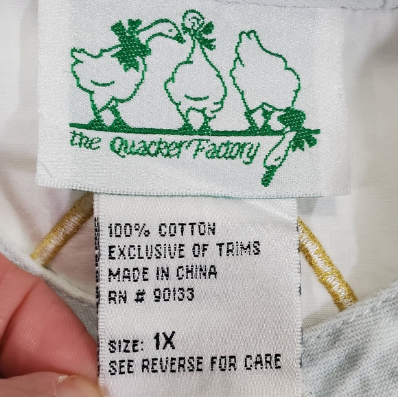 Quacker Factory Lighthouse Coast Button Down Cotton Shirt Womens 1X ~ Pre-Owned - Picture 10 of 12